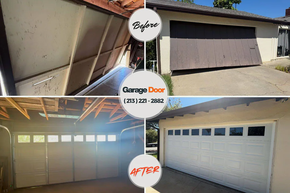 Before and after: garage door repair Basehor, KS